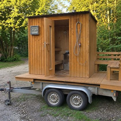 Mobile Sauna mit Balkon