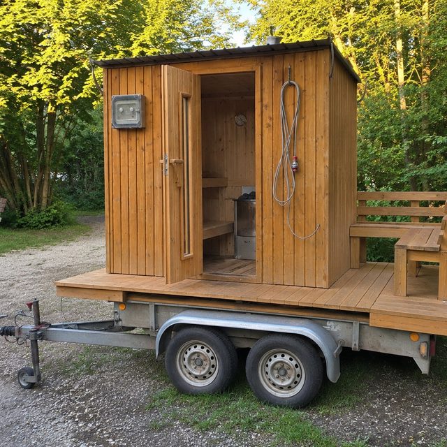 Mobile Sauna mit Balkon